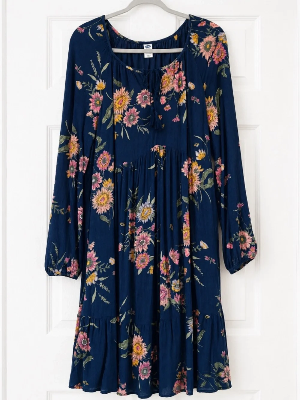 Old Navy Boho Cottagecore Peasant Style Whimsical Navy Floral Dress, Size XL - Picture 2 of 13